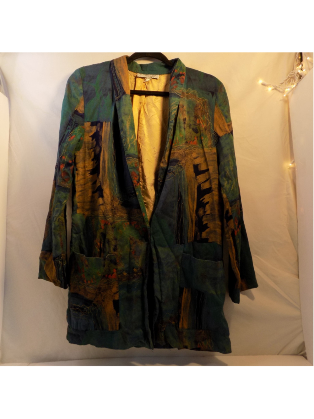 VTG Women's Kensington Square Green Brown Abstract Blazer Jacket M